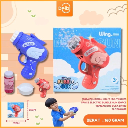 [SLQ7404858] (889-67) MAINAN LIGHT MULTIHOLES SPACE ELECTRIC BUBBLE GUN 120PCS TEMBAK DUS BUSA BX120