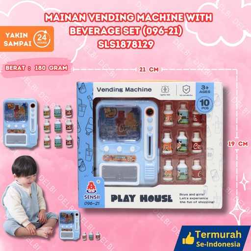 [SLS1878129] (096-21) MAINAN VENDING MACHINE WITH BEVERAGE SET 96PCS FOOD MESIN MINUMAN KULKAS BX96