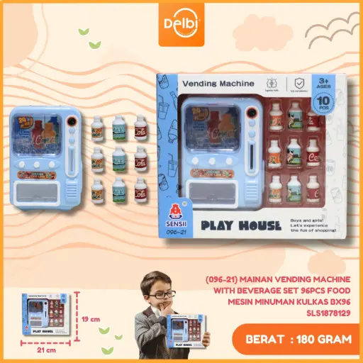 [SLS1878129] (096-21) MAINAN VENDING MACHINE WITH BEVERAGE SET 96PCS FOOD MESIN MINUMAN KULKAS BX96