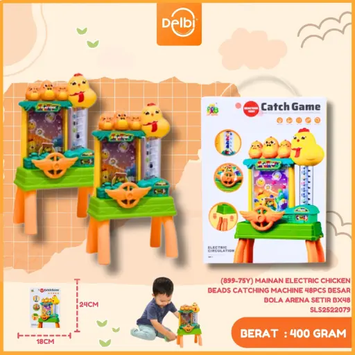 [SLS2522079] (899-75Y) MAINAN ELECTRIC CHICKEN BEADS CATCHING MACHINE 48PCS BESAR BOLA ARENA SETIR BX48