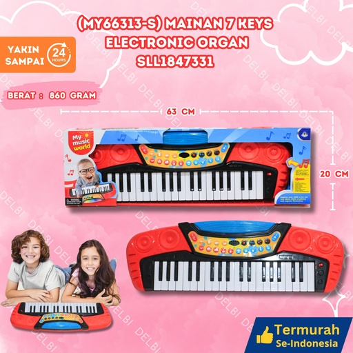 [SLL1847331] (MY66313-S) MAINAN 7 KEYS ELECTRONIC ORGAN Piano BATERAI ALAT MUSIK SUARA BX36