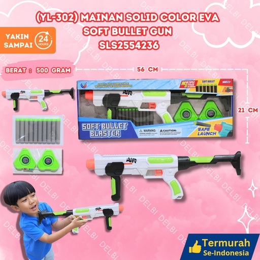 [SLS2554236] (YL-302) MAINAN SOLID COLOR EVA SOFT BULLET GUN TEMBAK PISTOL PELURU BX48