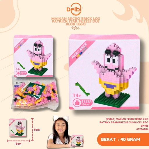 [03780244] (8133A) MAINAN MICRO BRICK LOX PATRICK STAR PUZZLE DUS BLOK LEGO BX105