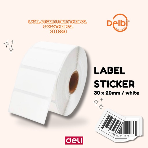 [08880013] LABEL STICKER STIKER THERMAL 30X20 BARCODE BX1