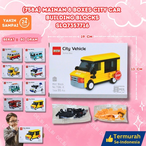 [SLQ7357716] (758A) MAINAN 8 BOXES CITY CAR BUILDING BLOCKS 144PCS BLOK BX144