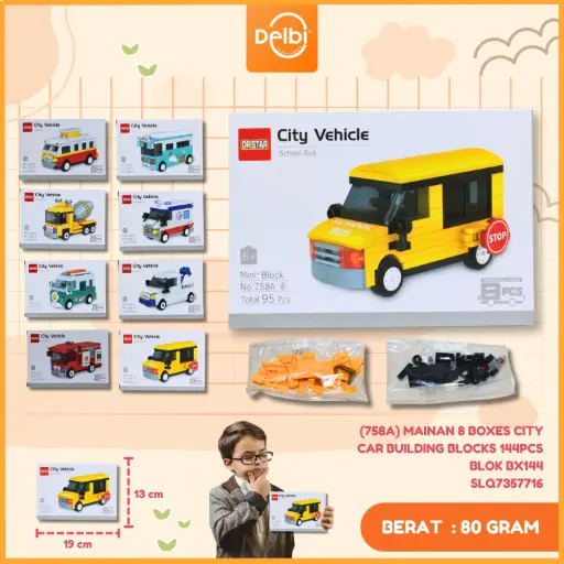 [SLQ7357716] (758A) MAINAN 8 BOXES CITY CAR BUILDING BLOCKS 144PCS BLOK BX144