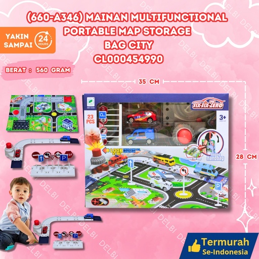 [CL000454990] (660-A346) MAINAN MULTIFUNCTIONAL PORTABLE MAP STORAGE BAG CITY 54PCS ARENA MOBIL TRACK SET BX30