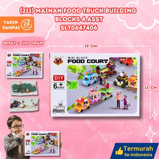[SLT0647406] (2111) MAINAN FOOD TRUCK BUILDING BLOCKS 4 ASST 192PCS MENYUSUN BLOK MERAKIT BX192
