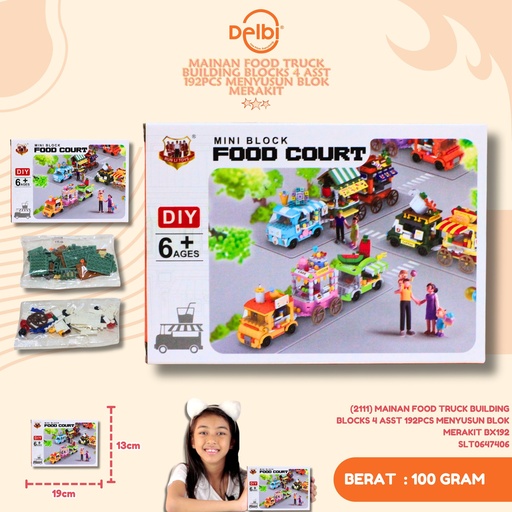 [SLT0647406] (2111) MAINAN FOOD TRUCK BUILDING BLOCKS 4 ASST 192PCS MENYUSUN BLOK MERAKIT BX192