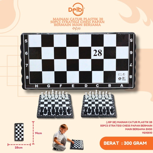 [11210510] (JSP 28) MAINAN CATUR PLASTIK 28 50PCS STRATEGI CHESS PAPAN BERMAIN MAIN BERSAMA BX50
