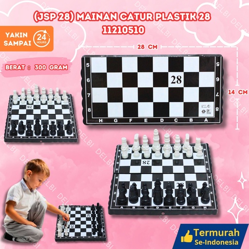 [11210510] (JSP 28) MAINAN CATUR PLASTIK 28 50PCS STRATEGI CHESS PAPAN BERMAIN MAIN BERSAMA BX50
