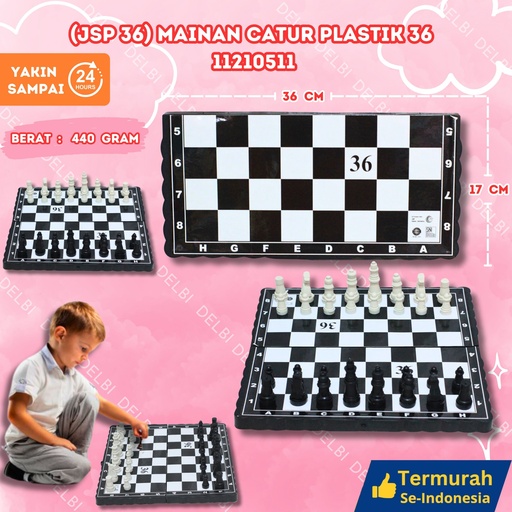 [11210511] (JSP 36) MAINAN CATUR PLASTIK 36 29PCS STRATEGI CHESS PAPAN BERMAIN SEDANG BERSAMA BX29