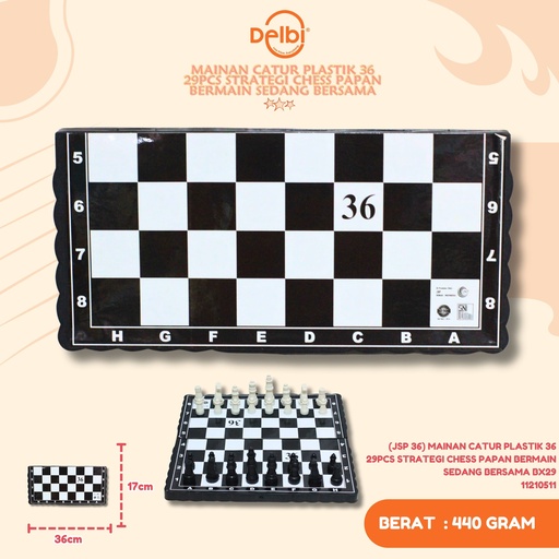[11210511] (JSP 36) MAINAN CATUR PLASTIK 36 29PCS STRATEGI CHESS PAPAN BERMAIN SEDANG BERSAMA BX29
