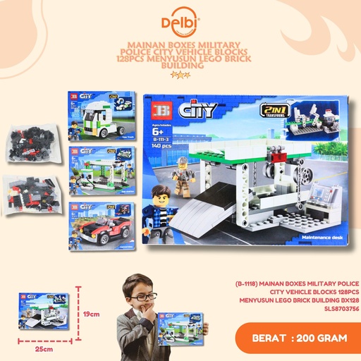 [SLS8703756] (B-1118) MAINAN BOXES MILITARY POLICE CITY VEHICLE BLOCKS 128PCS MENYUSUN LEGO BRICK BUILDING BX128