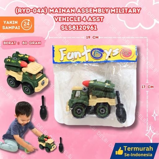 [SLS8120961] (RYD-04A) MAINAN ASSEMBLY MILITARY VEHICLE 4 ASST. ISI 240PCS KECIL HELICOPTER TANK BX240