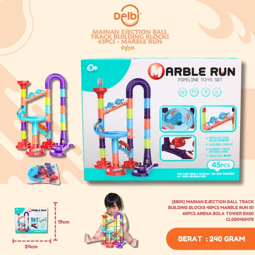 [CL000456478] (8804) MAINAN EJECTION BALL TRACK BUILDING BLOCKS 45PCS MARBLE RUN ISI 60PCS ARENA BOLA TOWER BX60