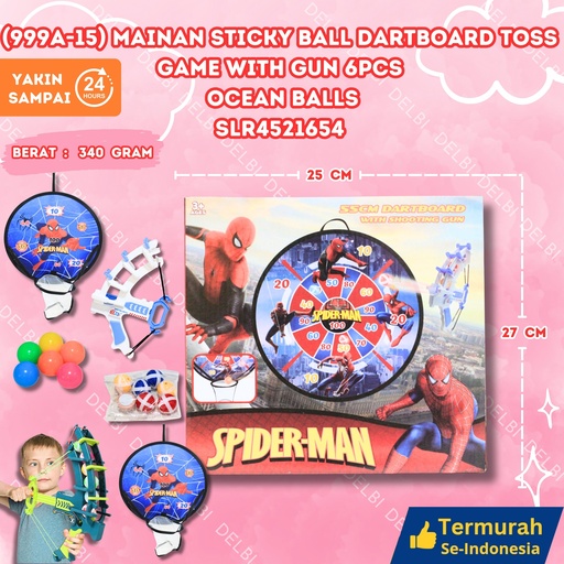 [SLR4521654] (999A-15) MAINAN STICKY BALL DARTBOARD TOSS GAME WITH GUN 6PCS OCEAN BALLS ISI 60PCS BOLA HERO SPIDERMAN JARING BX60