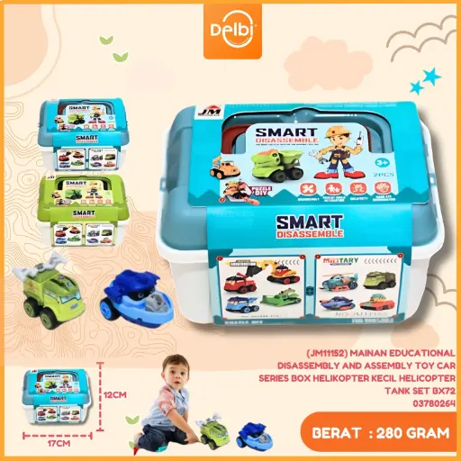[03780264] (JM11152) MAINAN EDUCATIONAL DISASSEMBLY AND ASSEMBLY TOY CAR SERIES BOX HELIKOPTER KECIL HELICOPTER TANK SET BX72