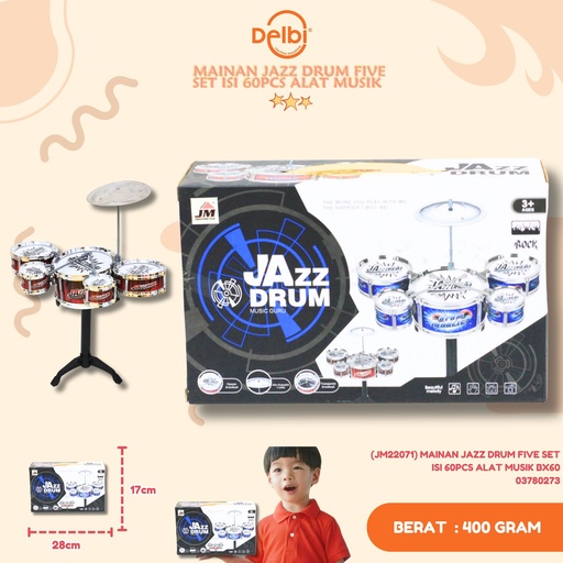 [03780273] (JM22071) MAINAN JAZZ DRUM FIVE SET ISI 60PCS ALAT MUSIK BX60