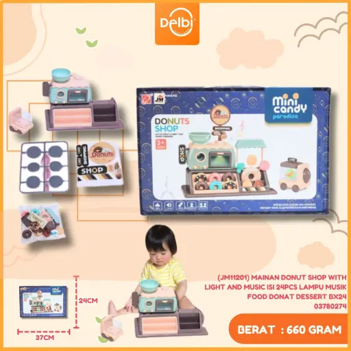 [03780274] (JM11201) MAINAN DONUT SHOP WITH LIGHT AND MUSIC ISI 24PCS LAMPU MUSIK FOOD DONAT DESSERT BX24