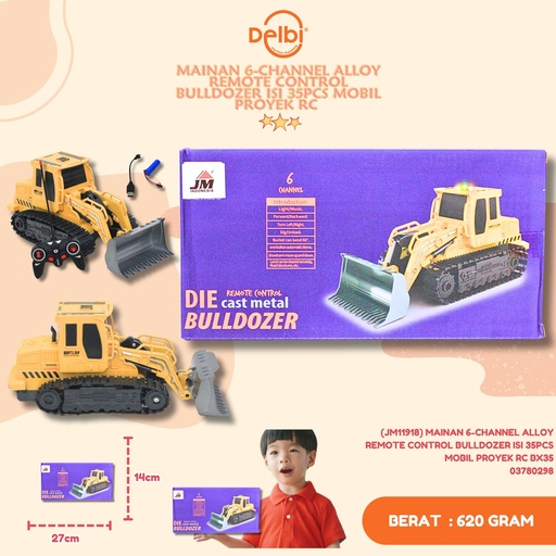 [03780298] (JM11918) MAINAN 6-CHANNEL ALLOY REMOTE CONTROL BULLDOZER ISI 35PCS MOBIL PROYEK RC BX35