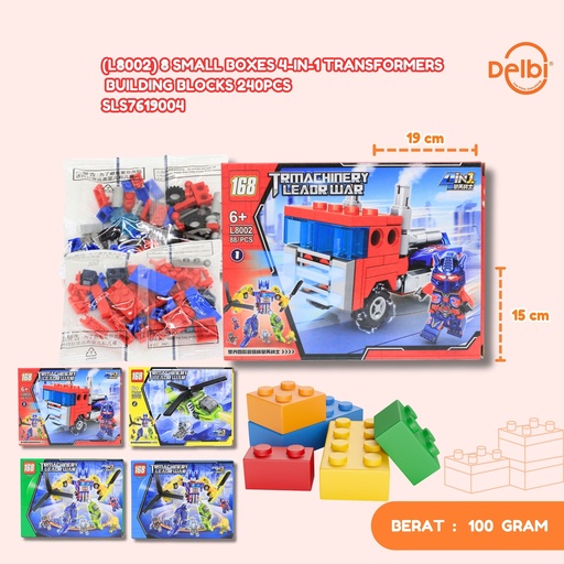 [SLS7619004] (L8002) 8 SMALL BOXES 4-IN-1 TRANSFORMERS BUILDING BLOCKS 240PCS LEGO BRICK MICRO MAINAN ROBOT BX240
