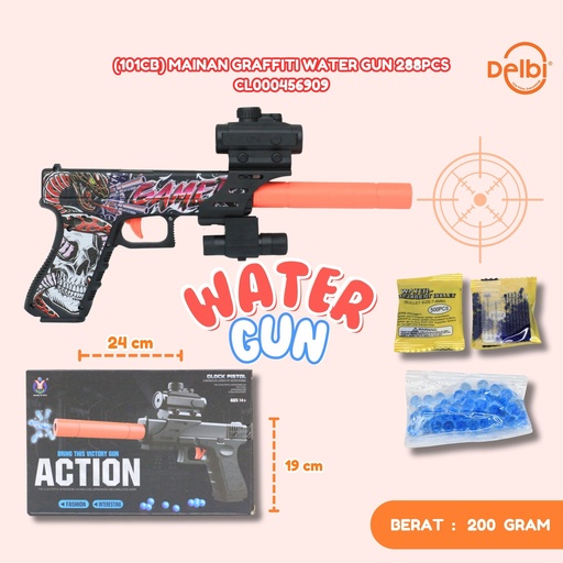 [CL000456909] (101CB) MAINAN GRAFFITI WATER GUN 288PCS TEMBAK AIR PISTOL BX288