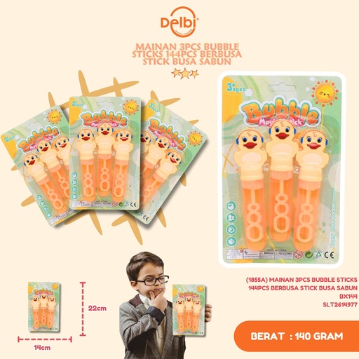 [SLT2614977] (1855A) MAINAN 3PCS BUBBLE STICKS 144PCS BERBUSA STICK BUSA SABUN BX144