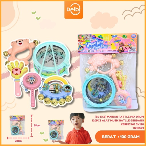[11210524] (SS 1765) MAINAN RATTLE MIX DRUM 120PCS ALAT MUSIK RATLLE GENDANG KERINCING BX120