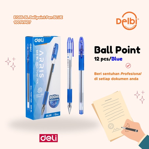 [100141407] EQ55-BL Ballpoint Pen BLUE BX12 BX144 BX1728