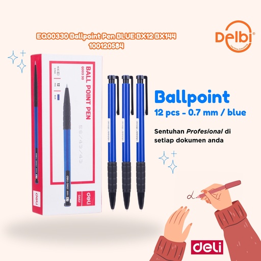 [100120584] EQ00330 Ballpoint Pen BLUE BX12 BX144