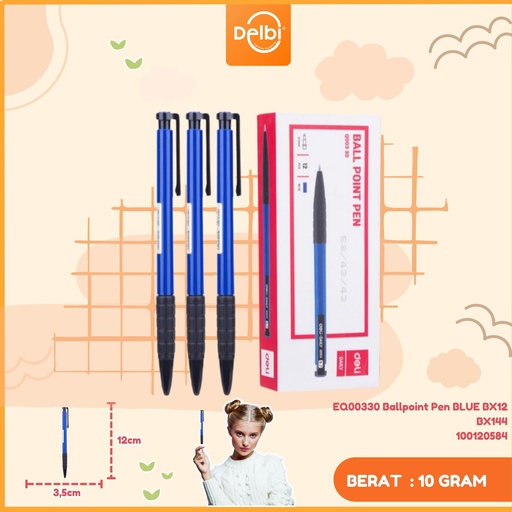 [100120584] EQ00330 Ballpoint Pen BLUE BX12 BX144