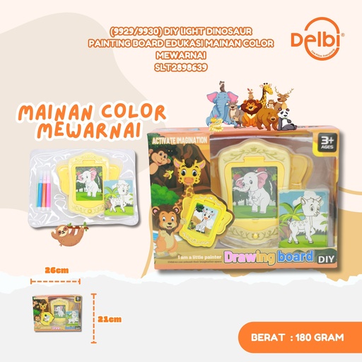 [SLT2898639] (9929/9930) DIY lIGHT DINOSAUR PAINTING BOARD EDUKASI MAINAN COLOR MEWARNAI