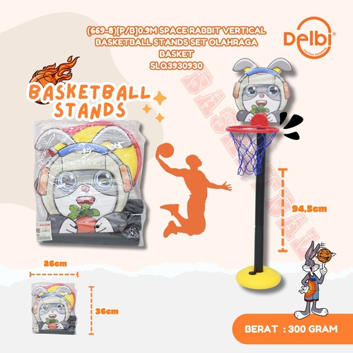 [SLQ3930930] (669-8)[P/B]0.9M SPACE RABBIT VERTICAL BASKETBALL STANDS SET OLAHRAGA BASKET