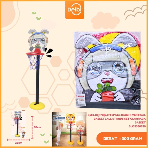 [SLQ3930930] (669-8)[P/B]0.9M SPACE RABBIT VERTICAL BASKETBALL STANDS SET OLAHRAGA BASKET