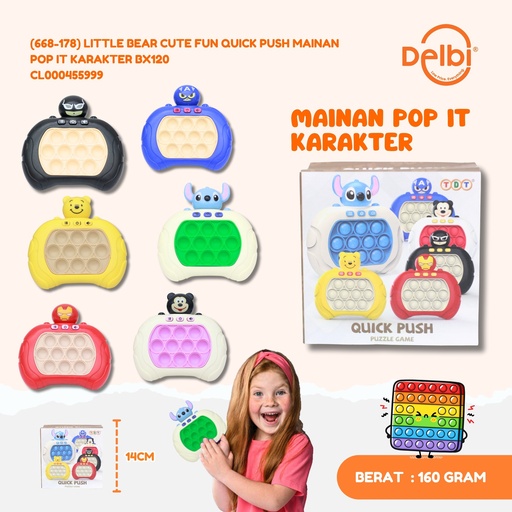 [CL000455999] (668-178) LITTLE BEAR CUTE FUN QUICK PUSH MAINAN POP IT KARAKTER BX120