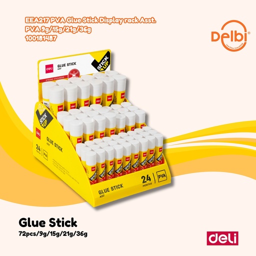 EA217 PVA Glue Stick Display rack Asst. 9g/15g/21g/36g RAK PAJANGAN LEM BX6 (salin)
