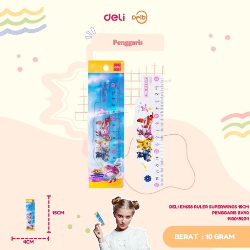 [140018234] DELI EH658 RULER SUPERWINGS 15CM PENGGARIS BX40