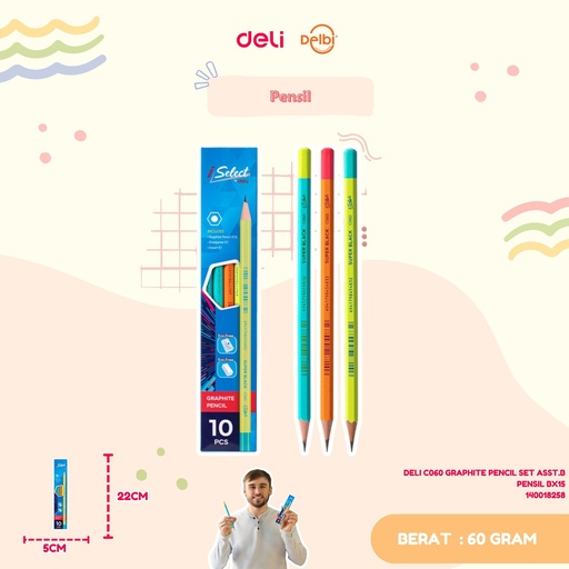 [140018258] DELI C060 GRAPHITE PENCIL SET ASST.B PENSIL BX15