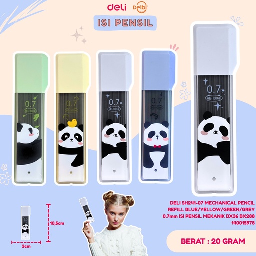 [140015978] DELI SH241-07 MECHANICAL PENCIL REFILL BLUE/YELLOW/GREEN/GREY 0.7mm ISI PENSIL MEKANIK BX36 BX288