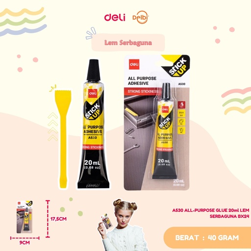[140018670] DELI A530 ALL-PURPOSE GLUE 20ml LEM SERBAGUNA BX24