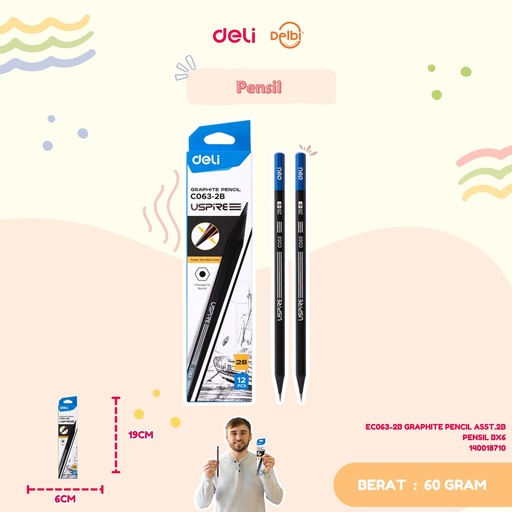 [140018710] DELI EC063-2B GRAPHITE PENCIL ASST.2B PENSIL BX6