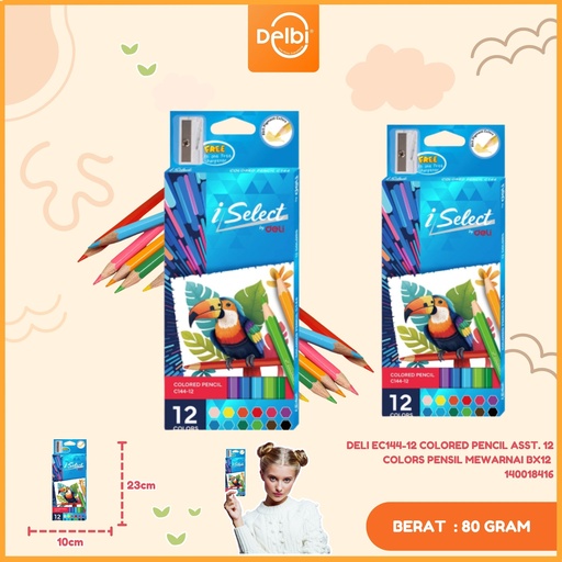 [140018416] DELI EC144-12 COLORED PENCIL ASST. 12 COLORS PENSIL MEWARNAI BX12 