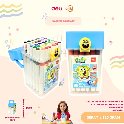 [140003771] DELI EC188-36 SKECTH MARKER 36 COLORS  SPIDOL SKETSA 36 WARNA BX32