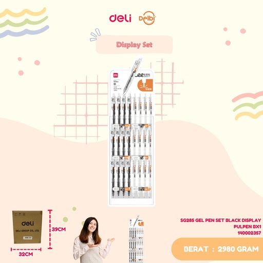 [140002357] SG285 GEL PEN SET BLACK DISPLAY PULPEN BX1