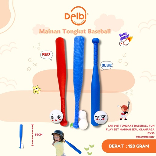 [6936112100017] (AR 612) TONGKAT BASEBALL FUN FLAY SET MAINAN SERU OLAHRAGA BX90