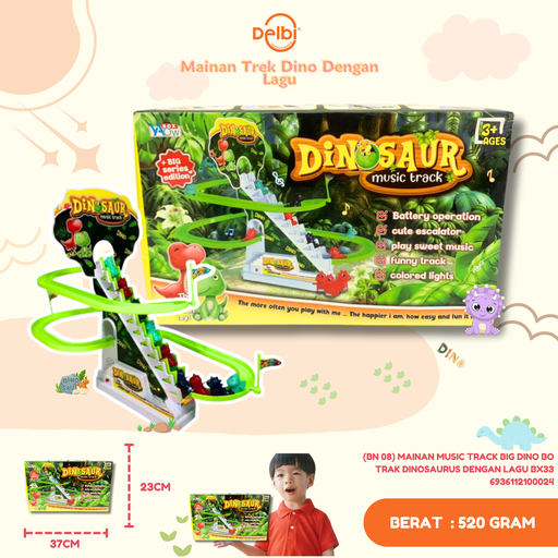 [6936112100024] (BN 08) MAINAN MUSIC TRACK BIG DINO BO TRAK DINOSAURUS DENGAN LAGU BX33