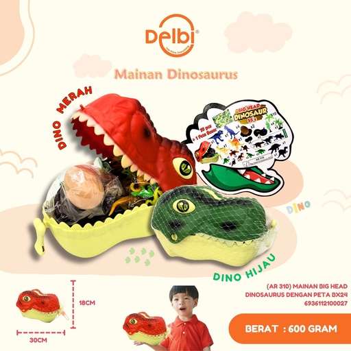 [6936112100027] (AR 310) MAINAN BIG HEAD DINOSAURUS DENGAN PETA BX24
