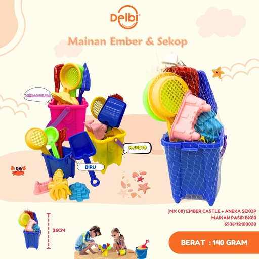 [6936112100030] (MX 08) EMBER CASTLE + ANEKA SEKOP MAINAN PASIR BX80