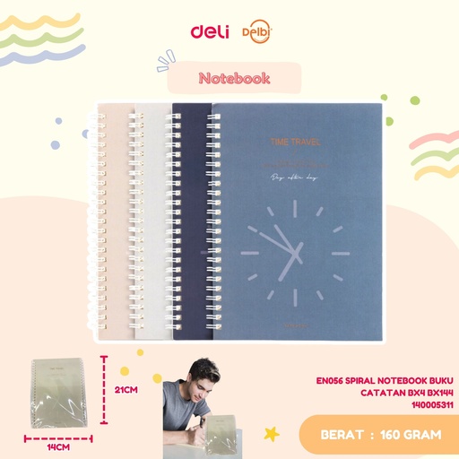 [140005311] DELI EN056 SPIRAL NOTEBOOK BUKU CATATAN BX4 BX144